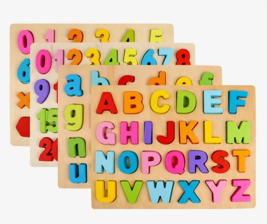 Puzzles en bois créatifs lettres et chiffres ABC, planche d'apprentissage Montessori, jouets éducatifs pour les tout-petits