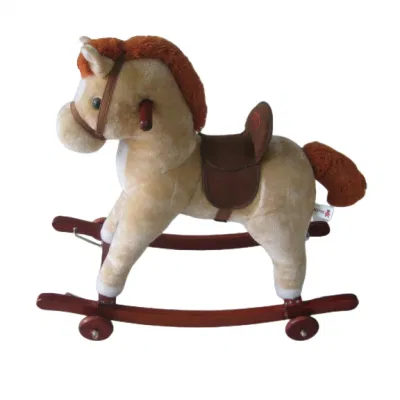 Cheval à bascule personnalisé en peluche pour enfants, jouet de chaise à cheval à bascule en bois pour bébé