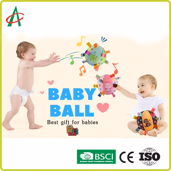 Jouet en peluche éducatif précoce pour nouveau-né personnalisé en usine BSCI avec hochets roulants