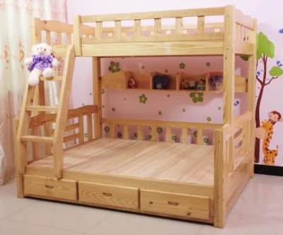 Lit superposé en bois massif, lit superposé simple, lit pour enfants (M
