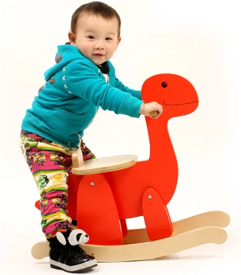 Cheval à bascule en bois avec coussin de sécurité amovible vert/bleu/rouge
