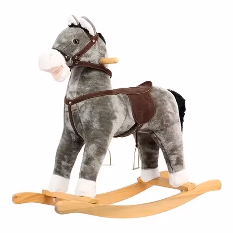 Chaise à bascule pour tout-petits, cheval de troie, poupées en peluche, équitation en bois, jouets en peluche, vente en gros