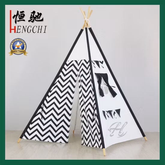 Tente pour enfants indiens en bois à l'intérieur 100 % coton pour enfants Tente pliante en toile pour tipi
