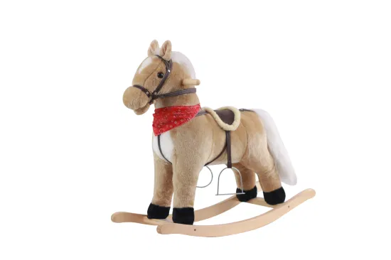 Tour d'ODM d'OEM sur le jouet en peluche électrique de cheval de Troie fait sur commande en bois pour enfants jouet de cheval à bascule